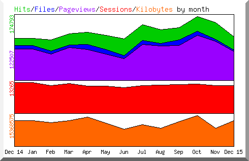 Graphische Darstellung der Statistik über die Zugriffe auf eine Homepage im Jahre 2015.