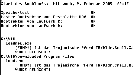 Das Virenschutzprogramm AntiVir hat das Trojanische Pferd erkannt und eliminiert.